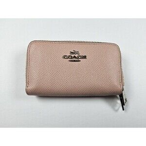 Coach Leather Double Zip Around Small Wallet Pouch